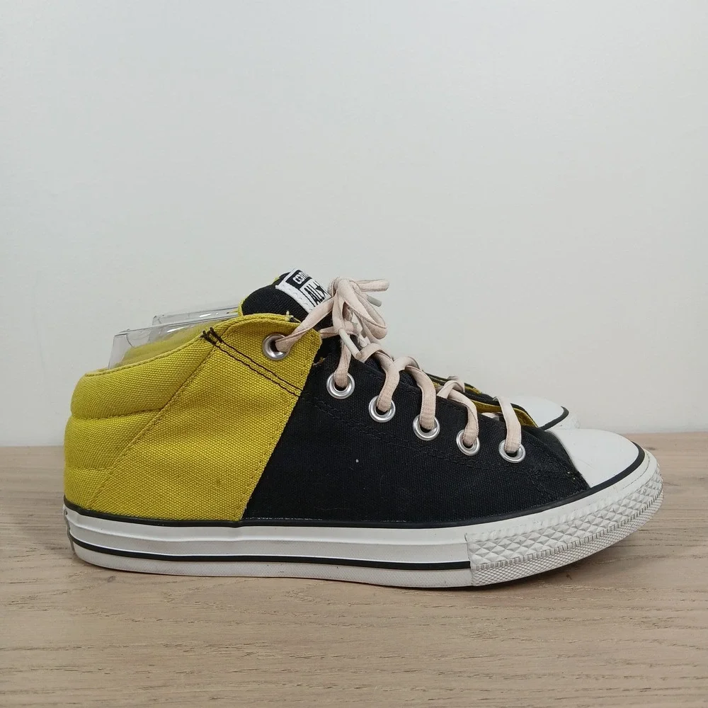 Converse Chuck Taylor All Star Mid Sneaker Unisex Junior 5.5 Black Yellow Canvas